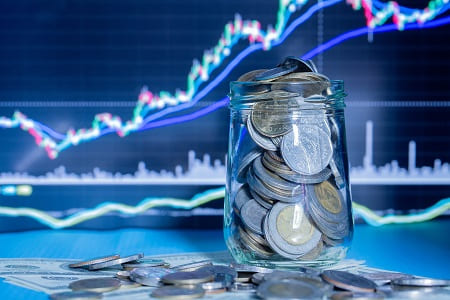 coins bottles with sip graph Parag Parikh Flexi Cap fund