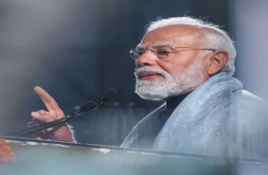 Prime Minister Narendra Modi inaugurating India AI Impact Expo 2026 at Bharat Mandapam New Delhi