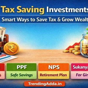 Best Tax Saving Investments 2026 infographic showing ELSS, PPF, NPS and Sukanya Yojana options with wealth growth concept